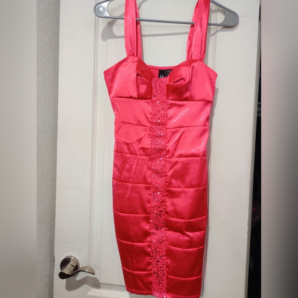 LOVE TEASE HOT PINK SATIN Cocktail Dress